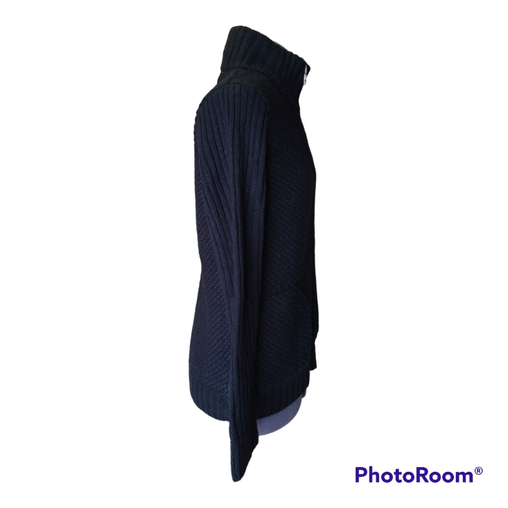 Jones New York signature black knit zip up sweater,  Small - Picture 4 of 8